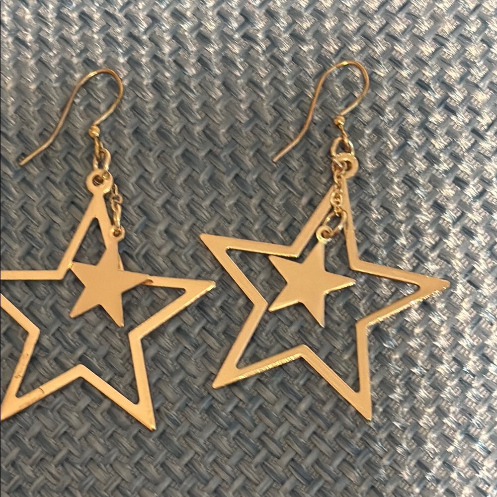 Gold Star Dangle Earrings